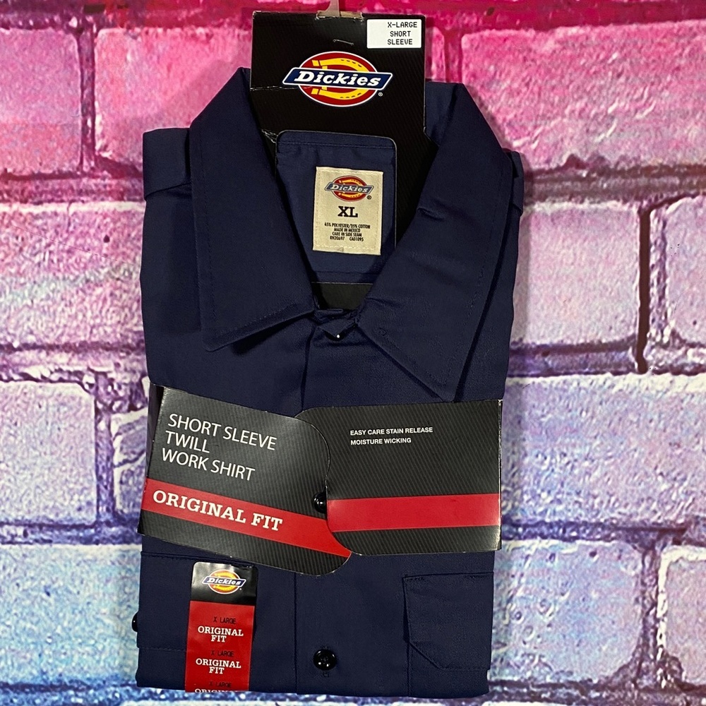 Dickies Men’s XL Navy Short Sleeve Twill Work Shirt NWT Original Fit